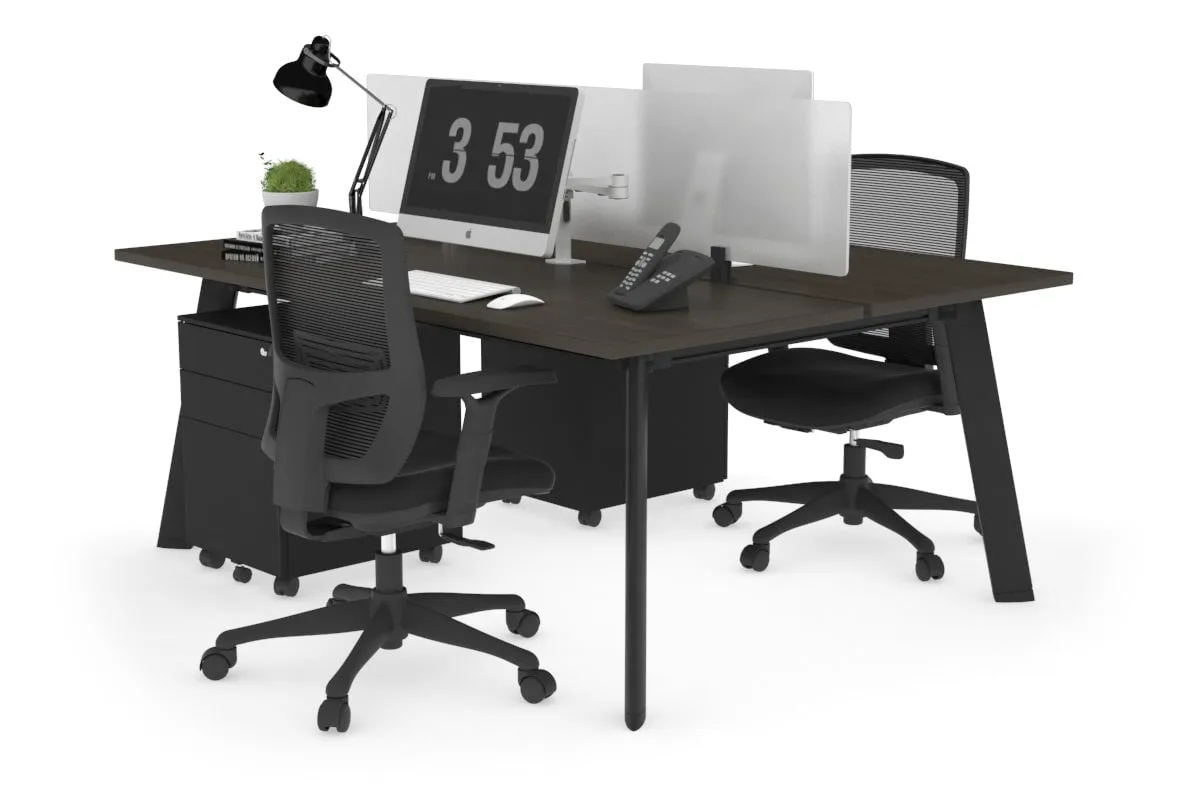 Switch - 2 Person Workstation Black Frame [1400L x 700W]
