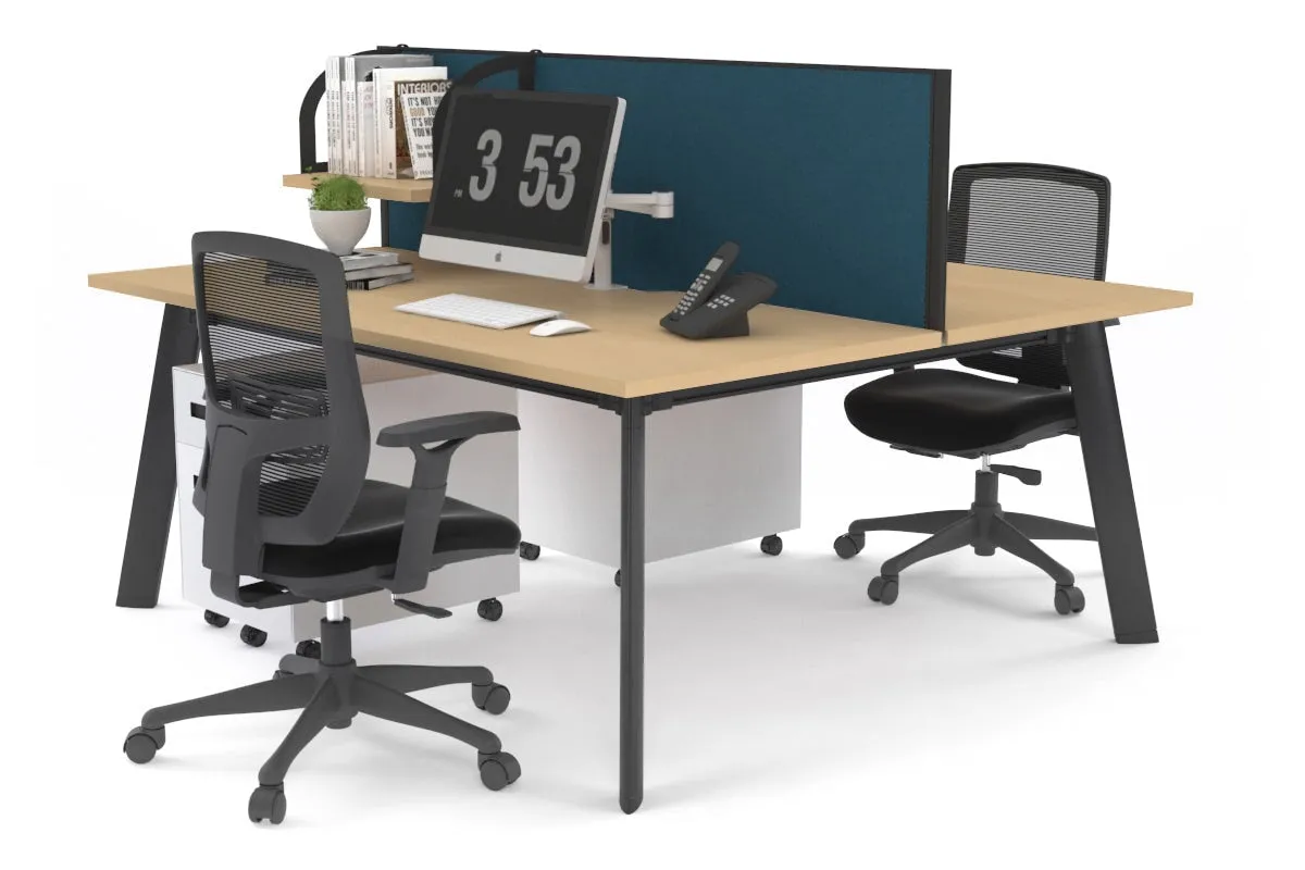 Switch - 2 Person Workstation Black Frame [1400L x 700W]