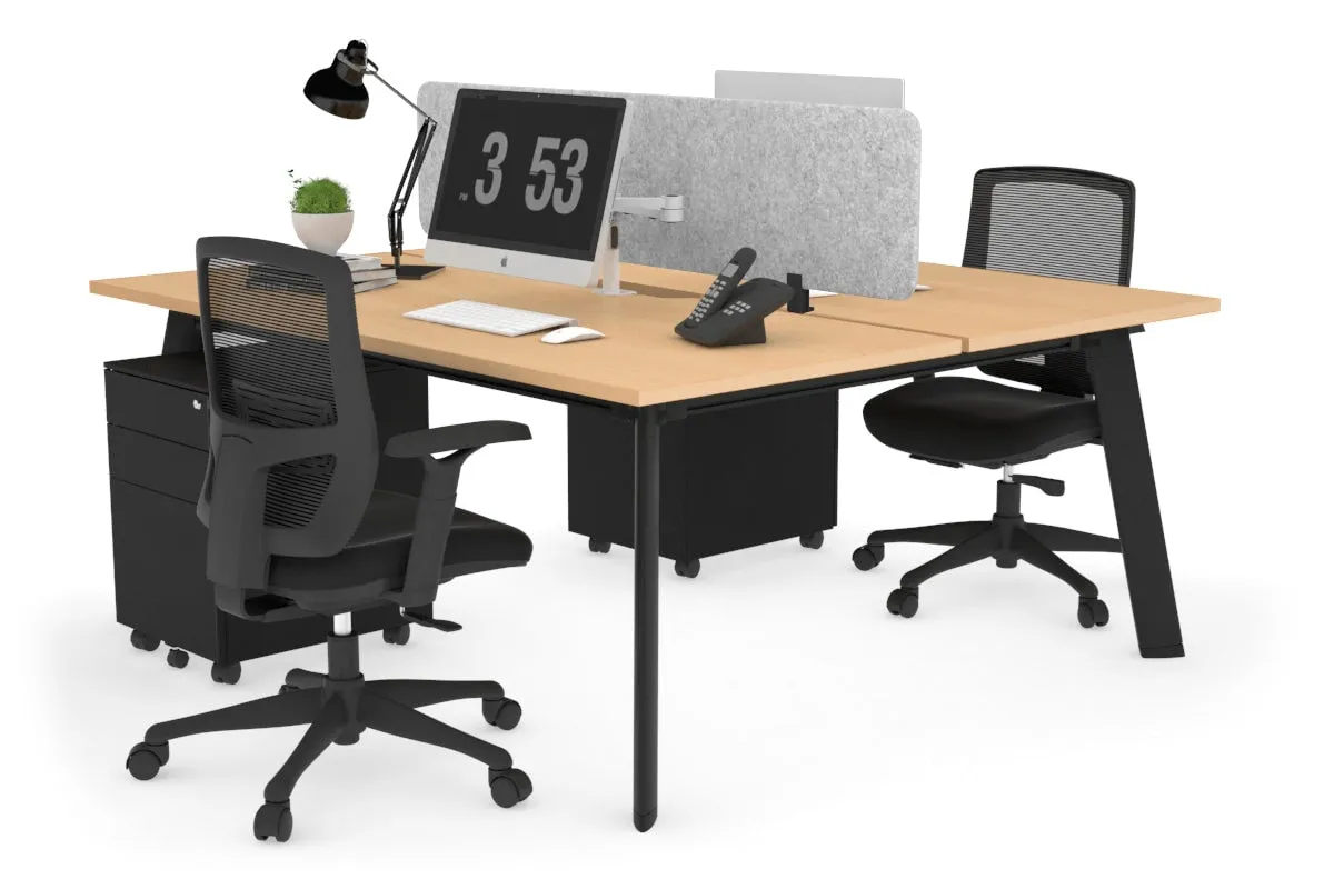 Switch - 2 Person Workstation Black Frame [1800L x 800W with Cable Scallop]