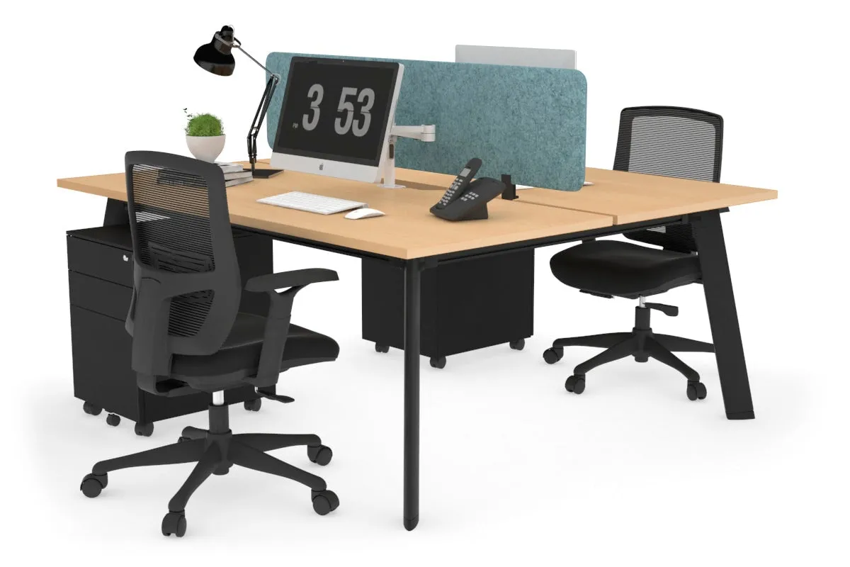 Switch - 2 Person Workstation Black Frame [1800L x 800W with Cable Scallop]