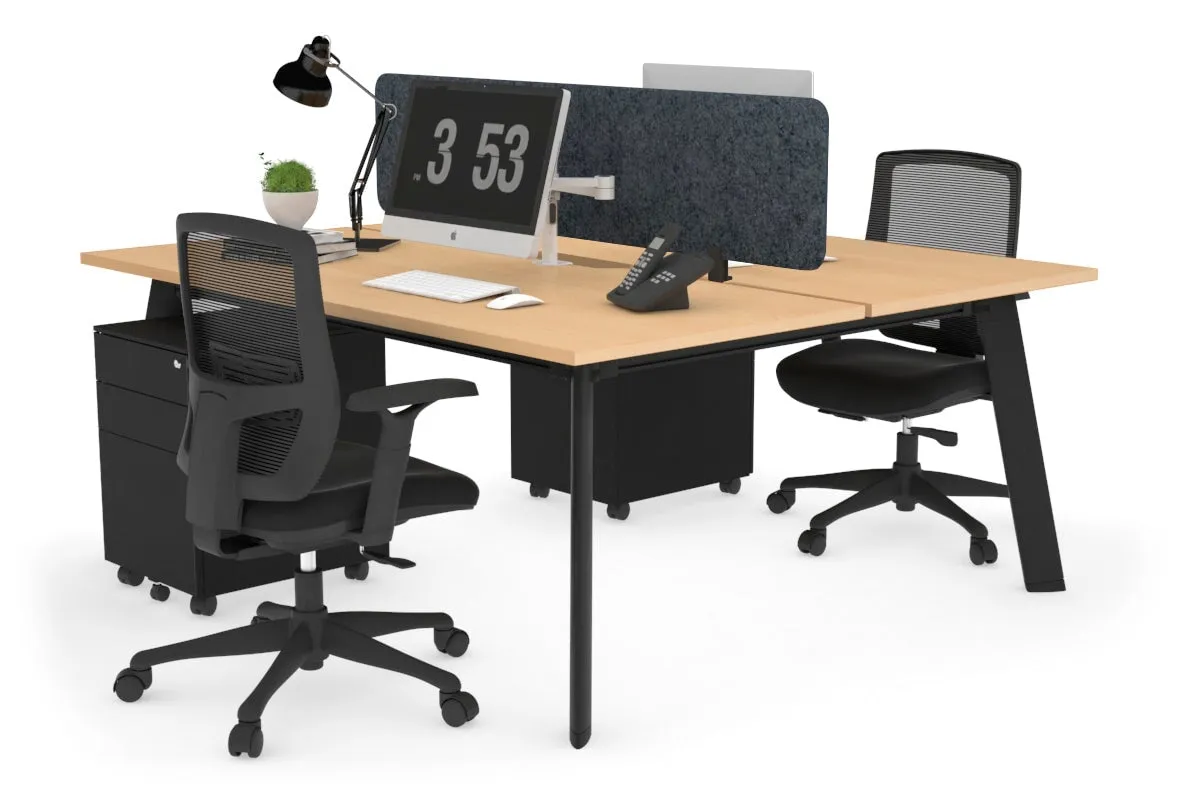Switch - 2 Person Workstation Black Frame [1800L x 800W with Cable Scallop]
