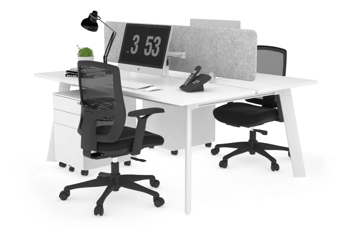 Switch - 2 Person Workstation White Frame [1600L x 700W]