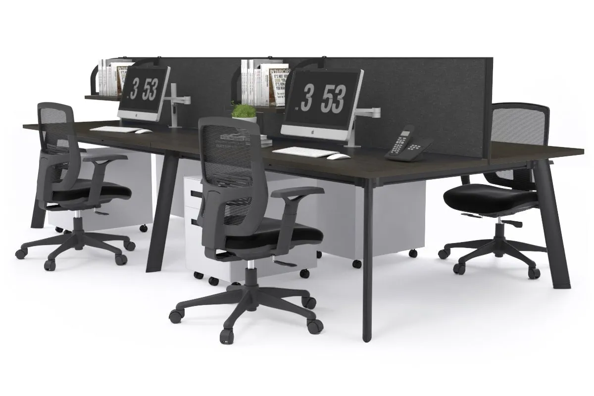 Switch - 4 Person Workstation Black Frame [1200L x 800W with Cable Scallop]