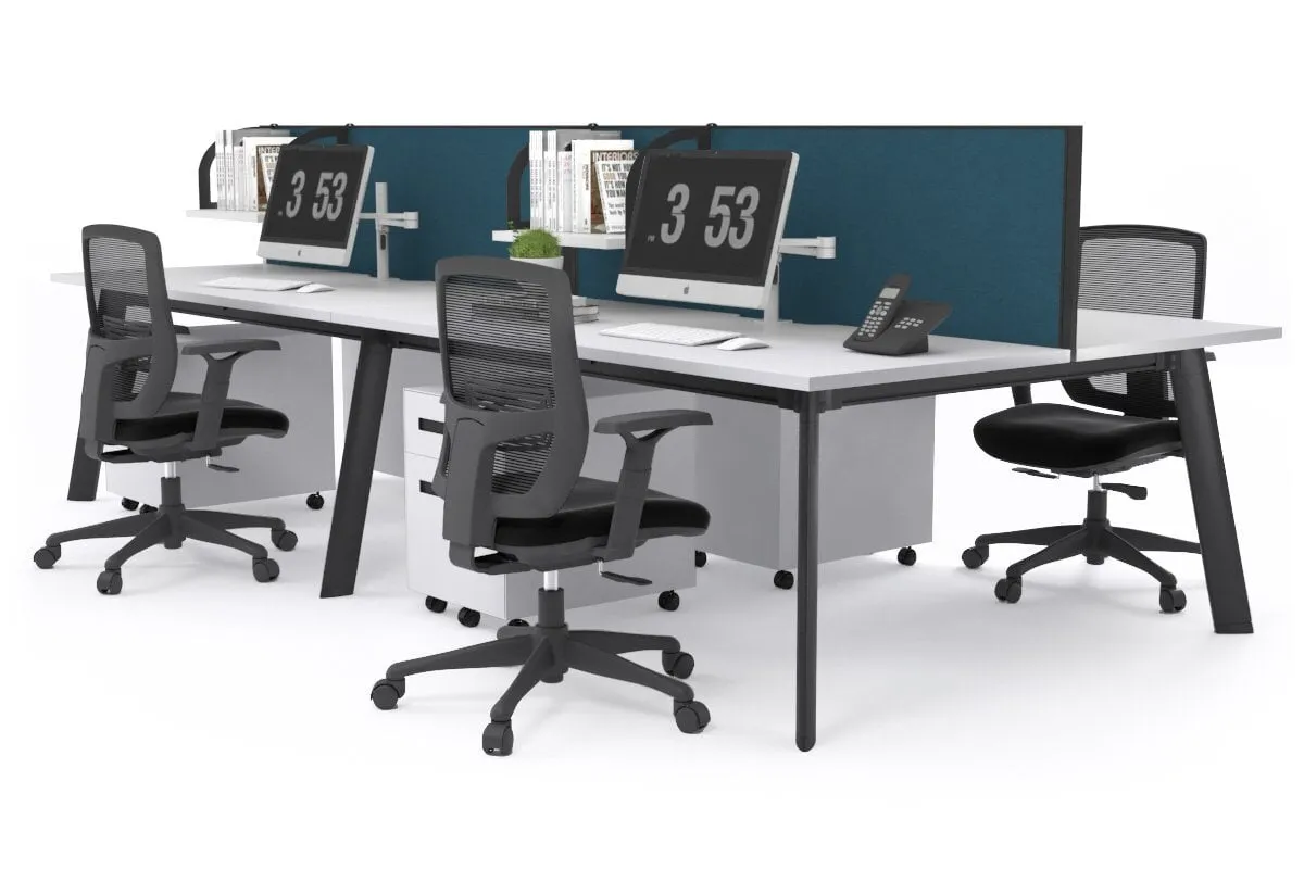 Switch - 4 Person Workstation Black Frame [1200L x 800W with Cable Scallop]