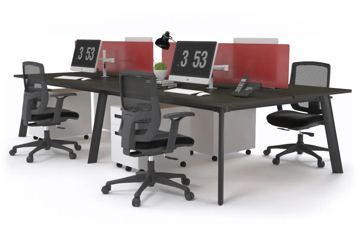 Switch - 4 Person Workstation Black Frame [1200L x 800W with Cable Scallop]