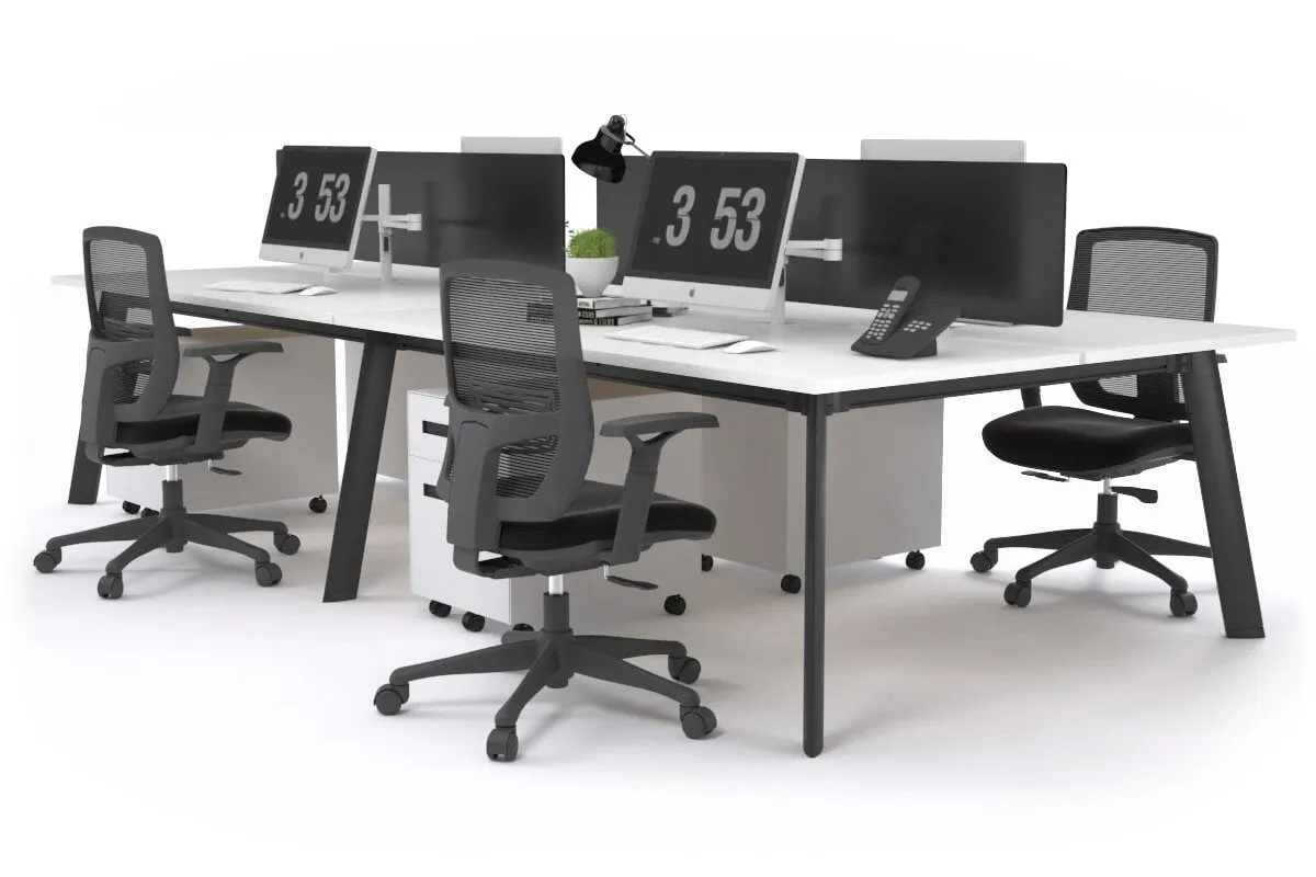 Switch - 4 Person Workstation Black Frame [1200L x 800W with Cable Scallop]