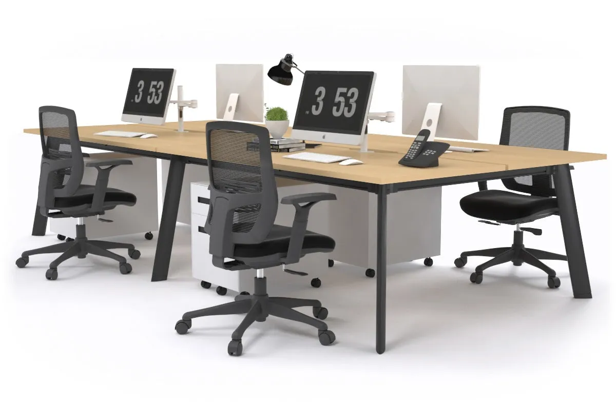 Switch - 4 Person Workstation Black Frame [1200L x 800W with Cable Scallop]