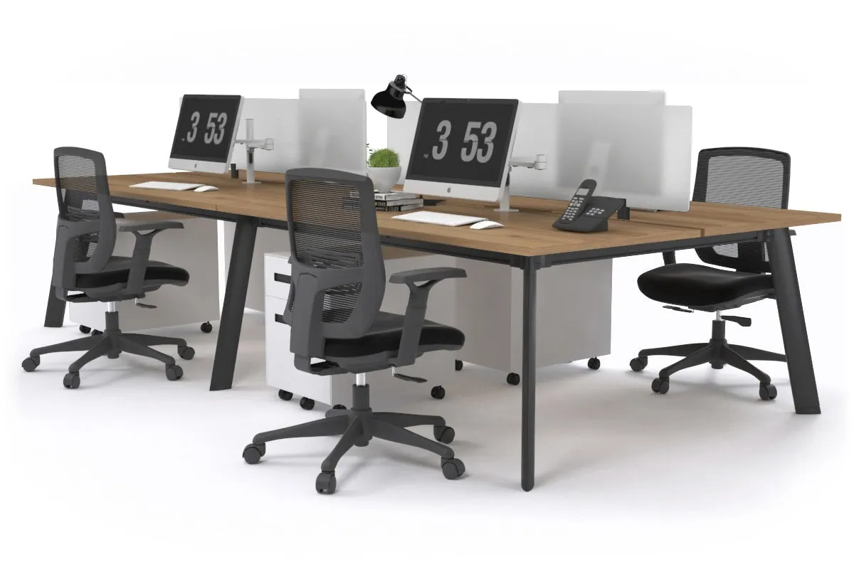 Switch - 4 Person Workstation Black Frame [1200L x 800W with Cable Scallop]
