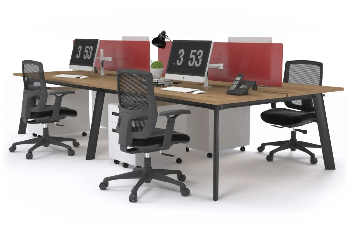 Switch - 4 Person Workstation Black Frame [1200L x 800W with Cable Scallop]