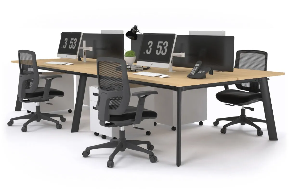 Switch - 4 Person Workstation Black Frame [1200L x 800W with Cable Scallop]