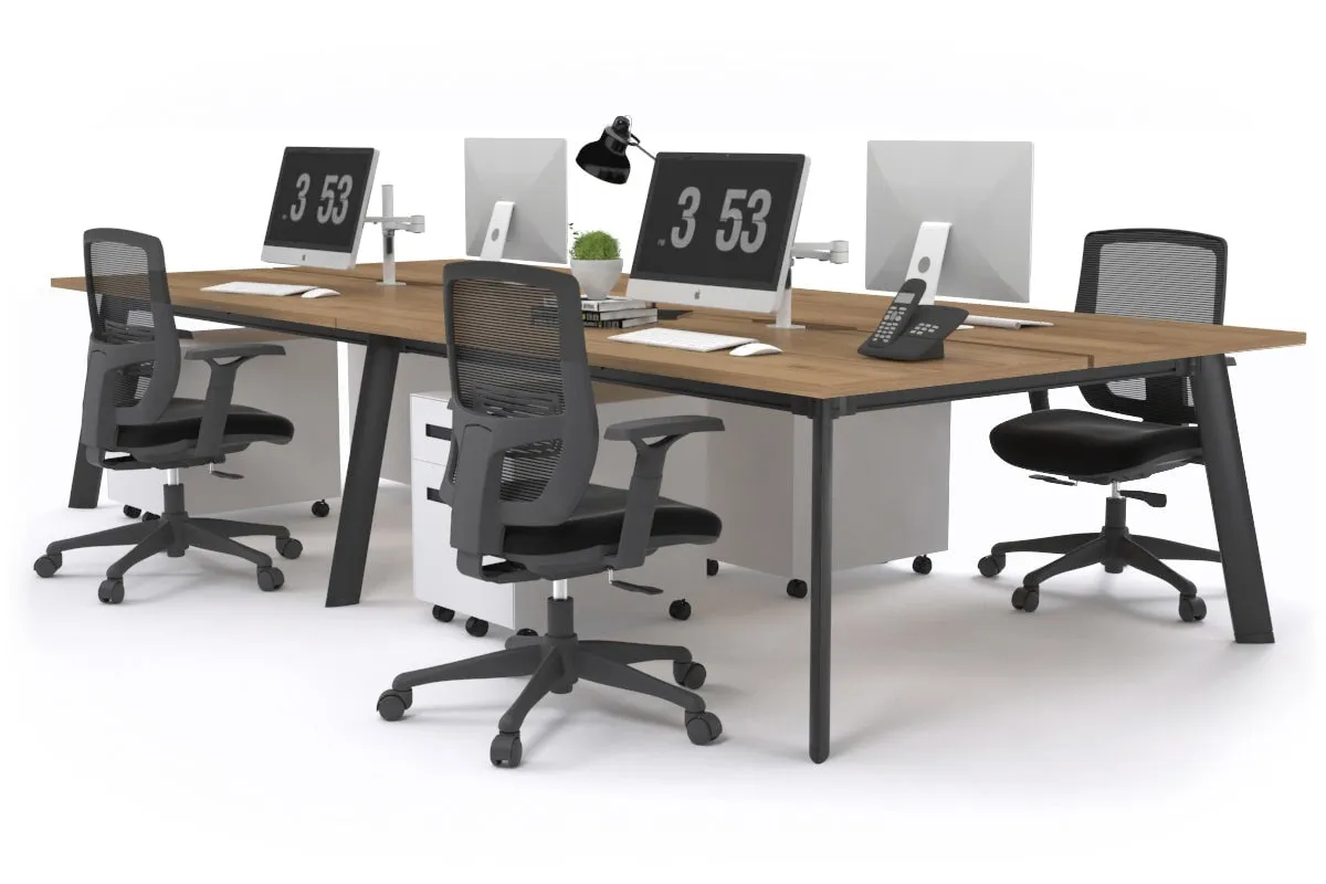 Switch - 4 Person Workstation Black Frame [1200L x 800W with Cable Scallop]