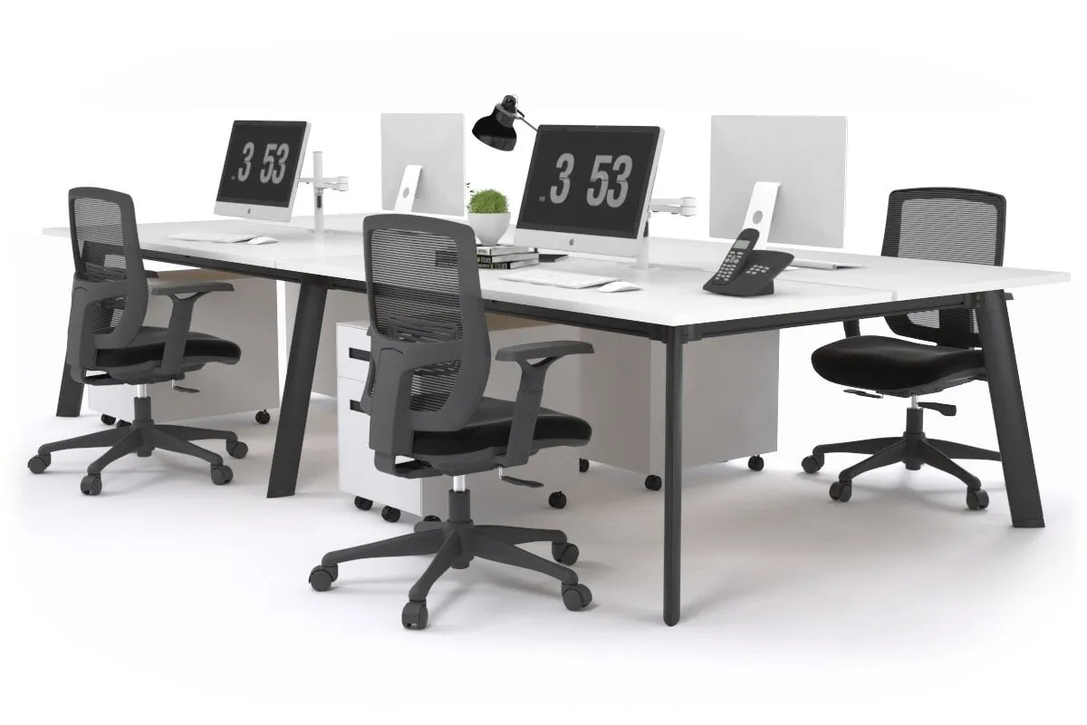 Switch - 4 Person Workstation Black Frame [1200L x 800W with Cable Scallop]