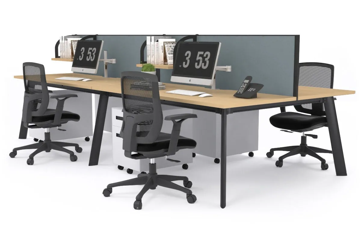 Switch - 4 Person Workstation Black Frame [1200L x 800W with Cable Scallop]