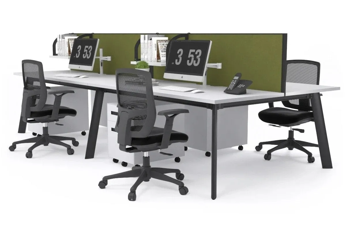 Switch - 4 Person Workstation Black Frame [1200L x 800W with Cable Scallop]