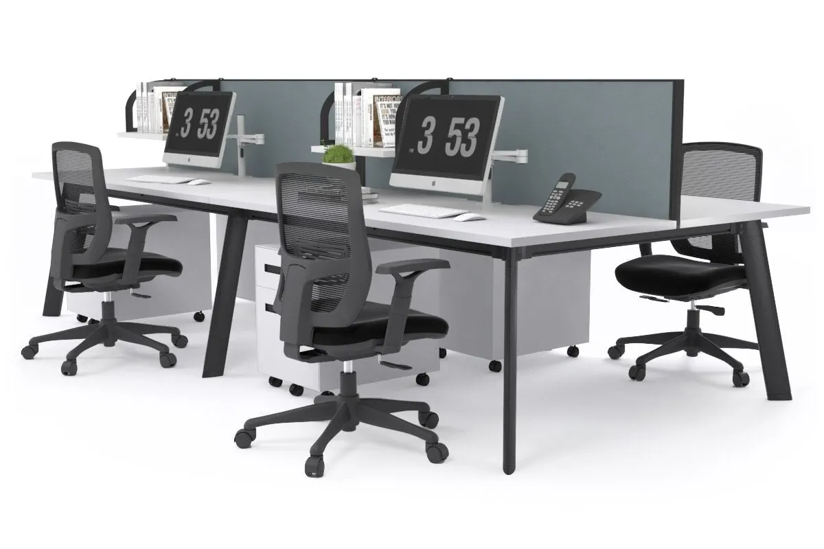 Switch - 4 Person Workstation Black Frame [1200L x 800W with Cable Scallop]