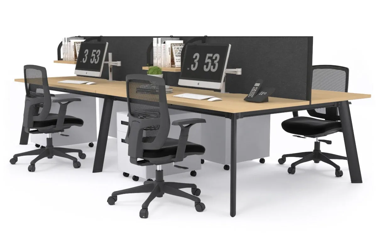 Switch - 4 Person Workstation Black Frame [1200L x 800W with Cable Scallop]
