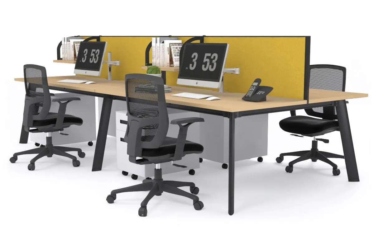 Switch - 4 Person Workstation Black Frame [1200L x 800W with Cable Scallop]