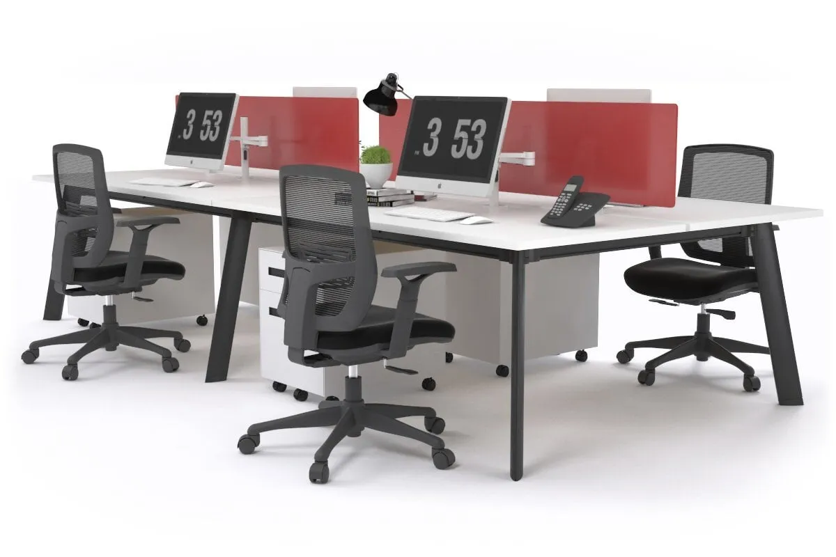 Switch - 4 Person Workstation Black Frame [1200L x 800W with Cable Scallop]
