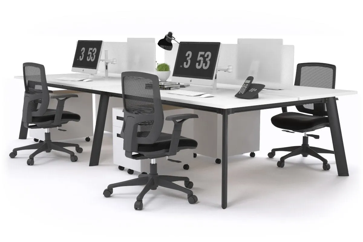 Switch - 4 Person Workstation Black Frame [1200L x 800W with Cable Scallop]