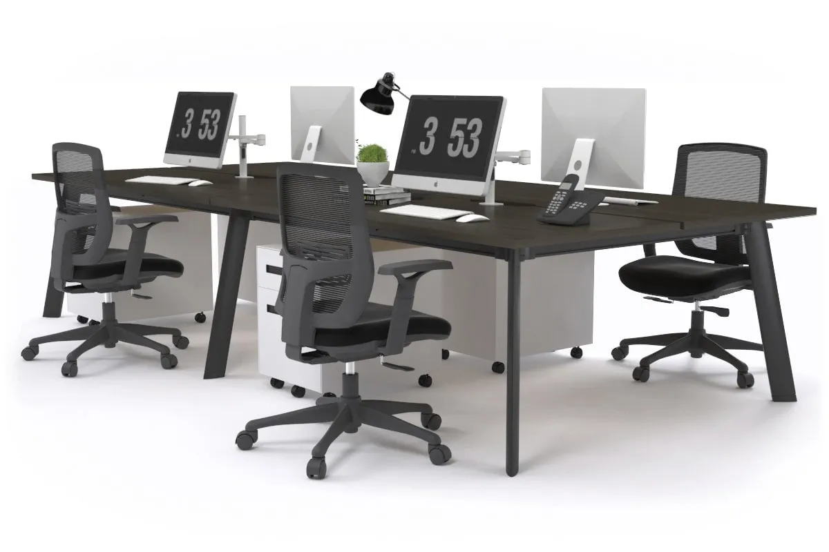 Switch - 4 Person Workstation Black Frame [1200L x 800W with Cable Scallop]