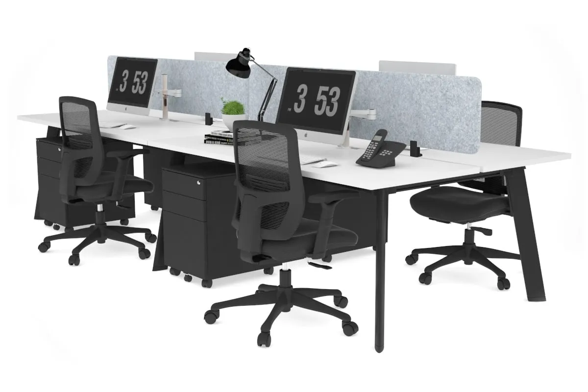 Switch - 4 Person Workstation Black Frame [1200L x 800W with Cable Scallop]