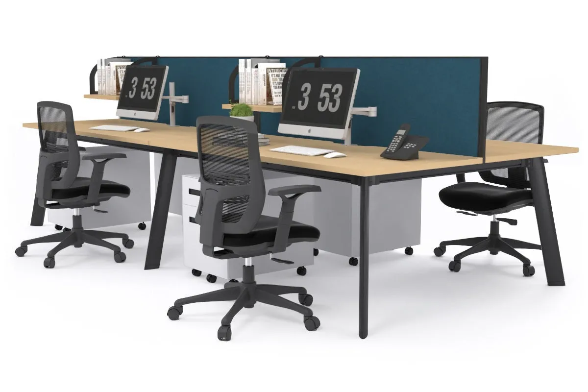 Switch - 4 Person Workstation Black Frame [1200L x 800W with Cable Scallop]