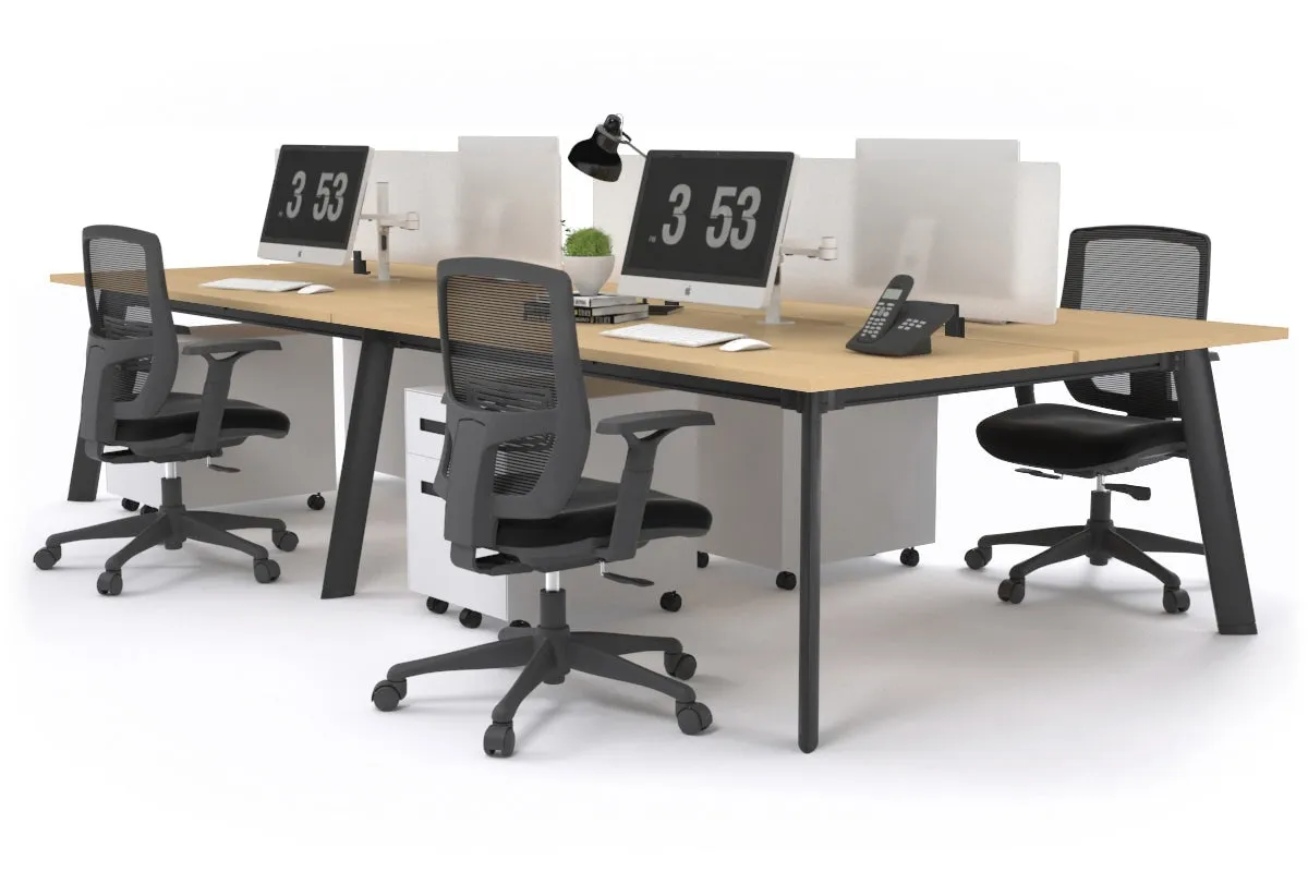Switch - 4 Person Workstation Black Frame [1200L x 800W with Cable Scallop]