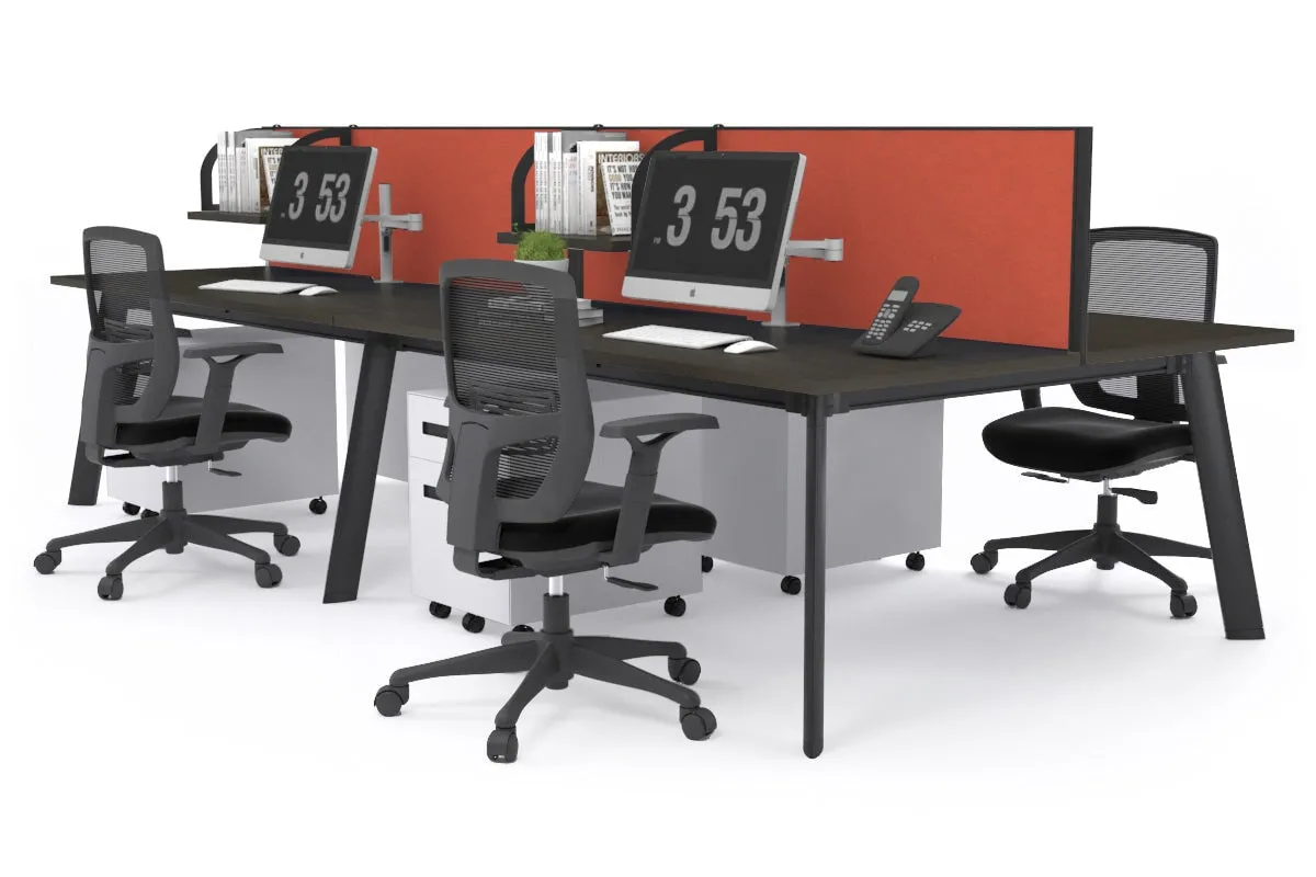 Switch - 4 Person Workstation Black Frame [1200L x 800W with Cable Scallop]