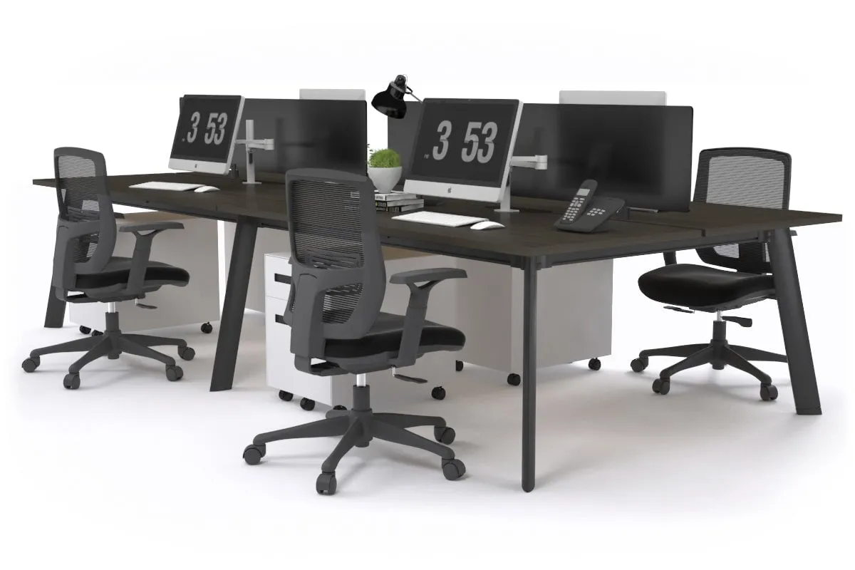 Switch - 4 Person Workstation Black Frame [1200L x 800W with Cable Scallop]