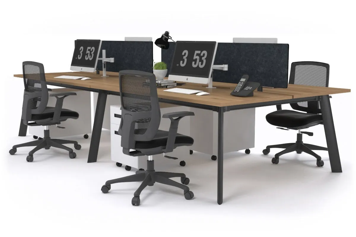 Switch - 4 Person Workstation Black Frame [1200L x 800W with Cable Scallop]