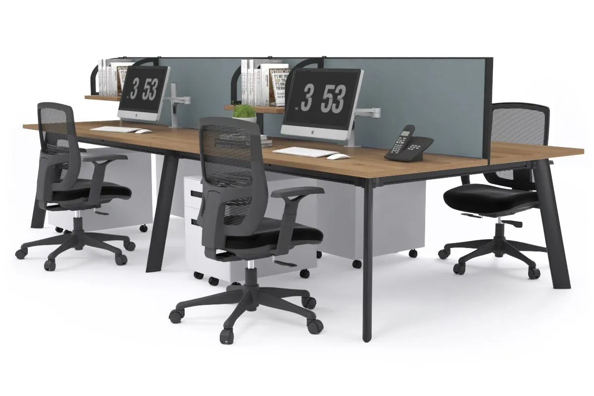 Switch - 4 Person Workstation Black Frame [1200L x 800W with Cable Scallop]