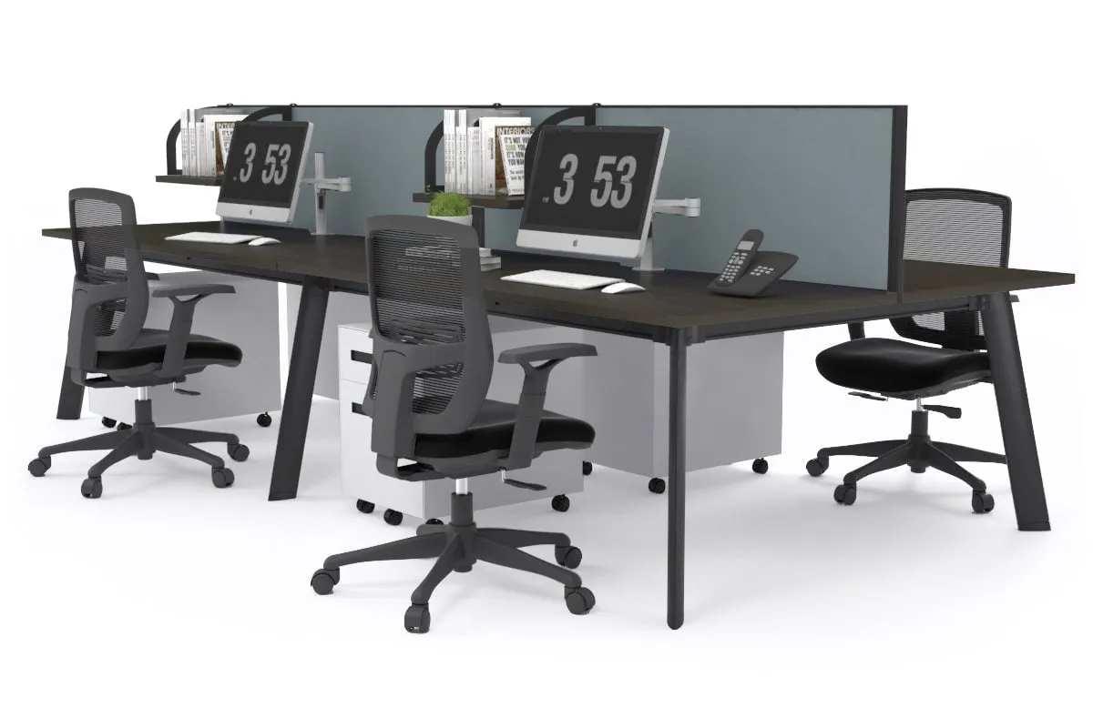 Switch - 4 Person Workstation Black Frame [1200L x 800W with Cable Scallop]