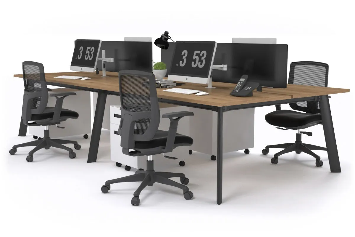 Switch - 4 Person Workstation Black Frame [1200L x 800W with Cable Scallop]