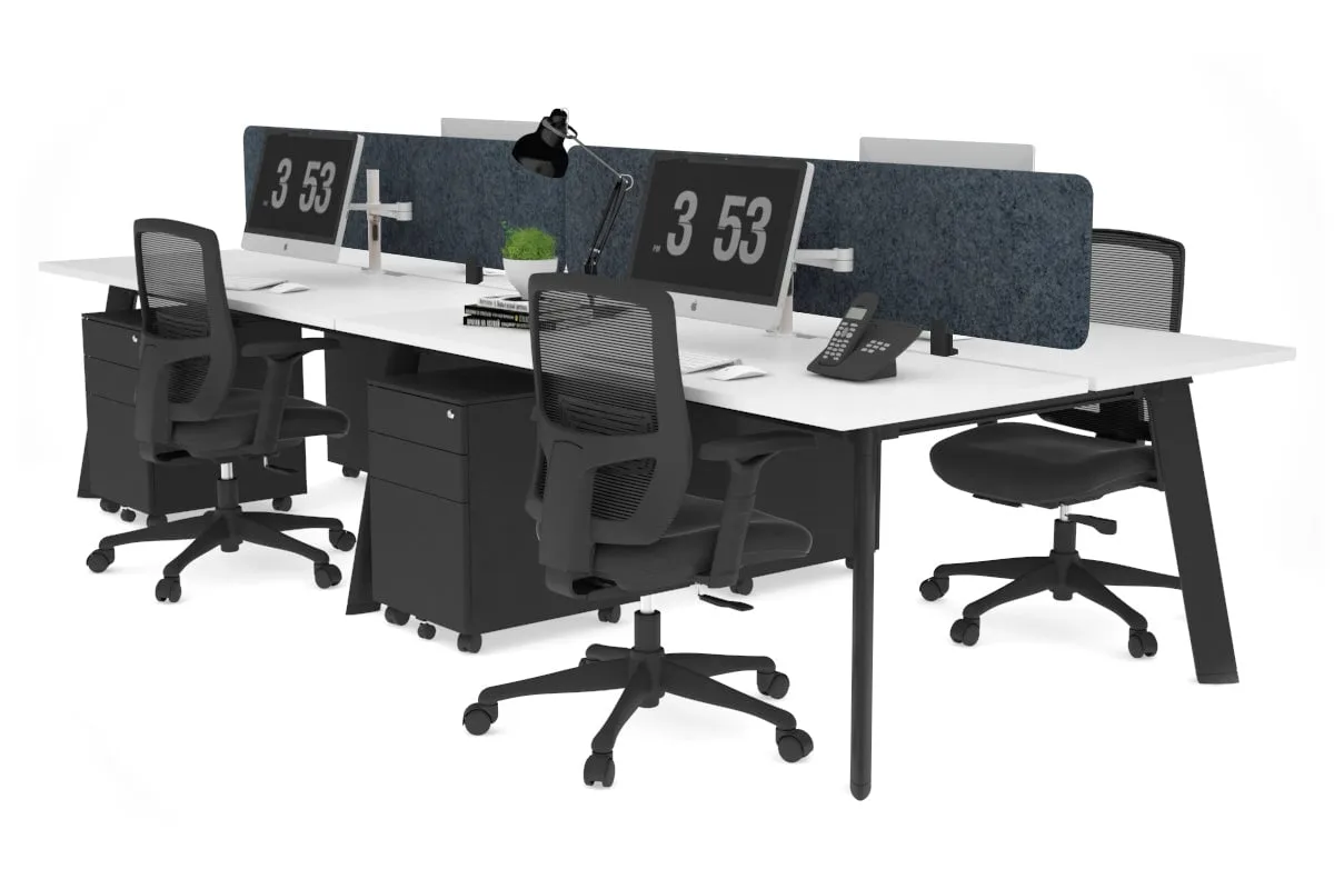 Switch - 4 Person Workstation Black Frame [1200L x 800W with Cable Scallop]