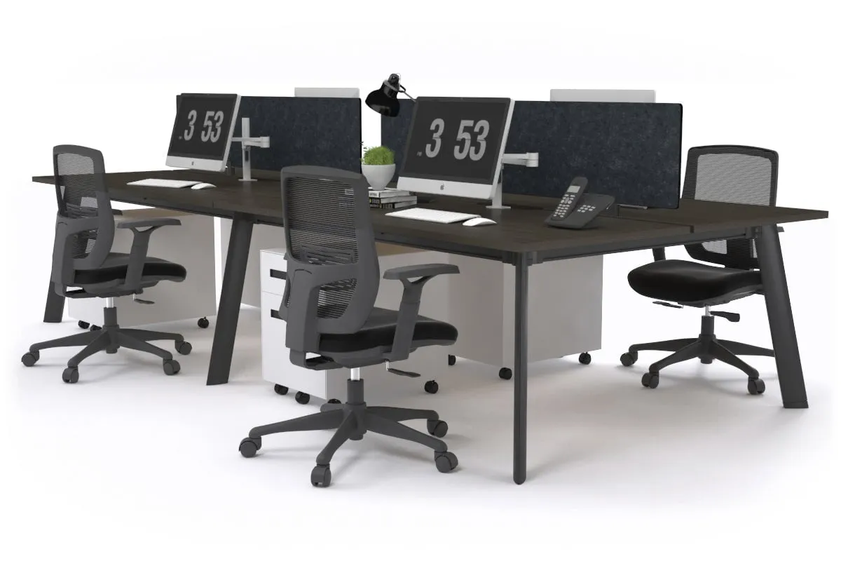 Switch - 4 Person Workstation Black Frame [1200L x 800W with Cable Scallop]