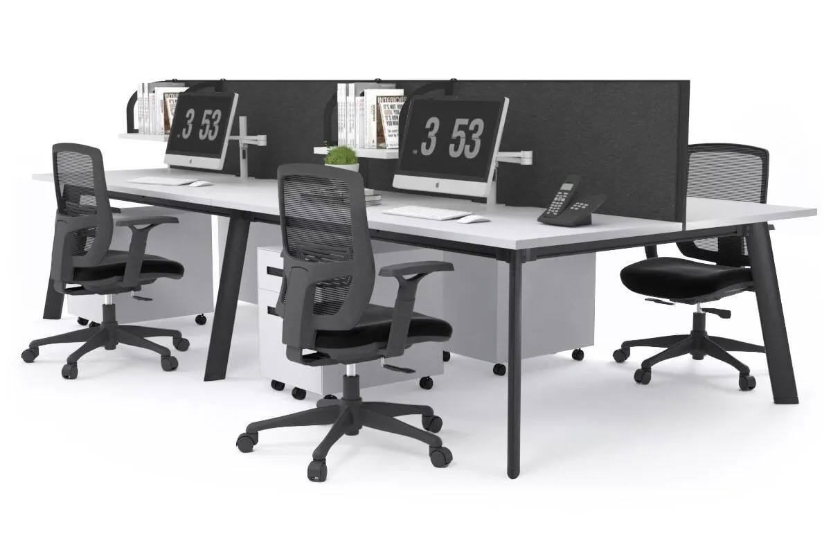 Switch - 4 Person Workstation Black Frame [1200L x 800W with Cable Scallop]