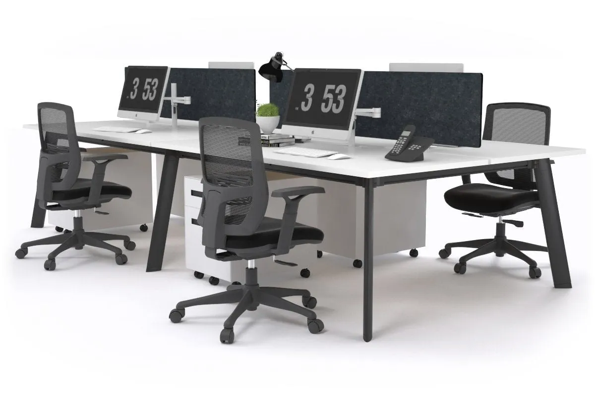 Switch - 4 Person Workstation Black Frame [1200L x 800W with Cable Scallop]