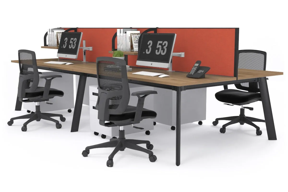 Switch - 4 Person Workstation Black Frame [1200L x 800W with Cable Scallop]