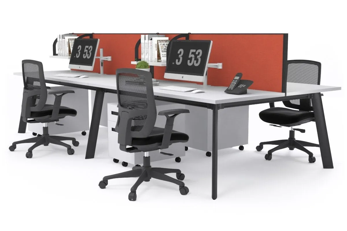 Switch - 4 Person Workstation Black Frame [1200L x 800W with Cable Scallop]