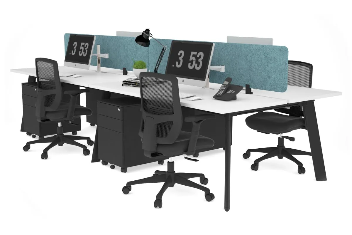 Switch - 4 Person Workstation Black Frame [1200L x 800W with Cable Scallop]