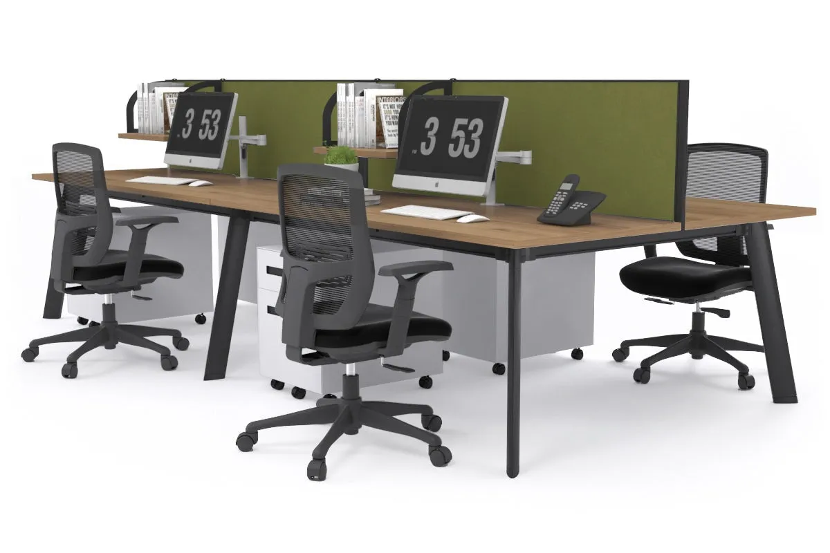 Switch - 4 Person Workstation Black Frame [1200L x 800W with Cable Scallop]