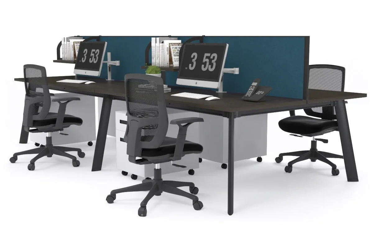 Switch - 4 Person Workstation Black Frame [1200L x 800W with Cable Scallop]
