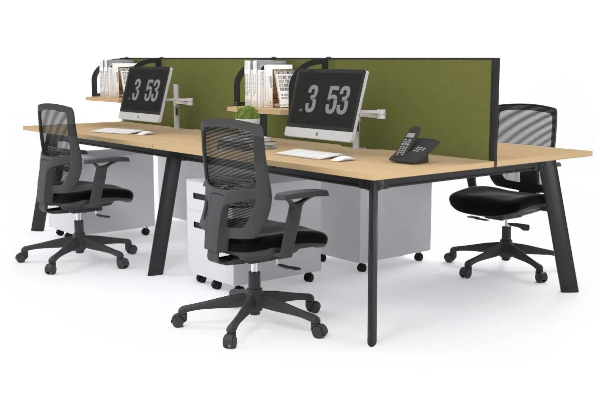 Switch - 4 Person Workstation Black Frame [1200L x 800W with Cable Scallop]