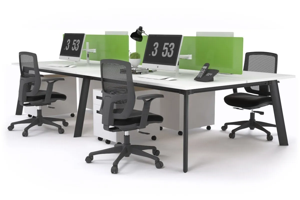 Switch - 4 Person Workstation Black Frame [1200L x 800W with Cable Scallop]