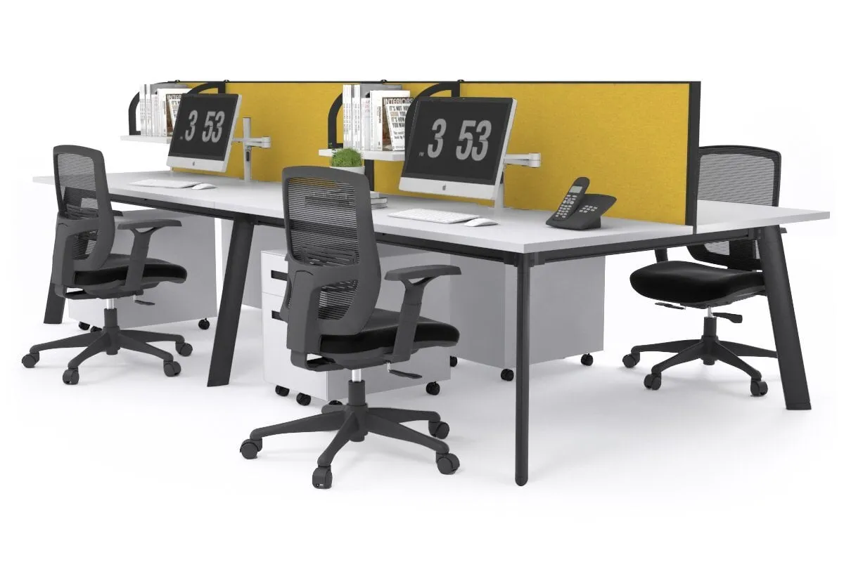 Switch - 4 Person Workstation Black Frame [1200L x 800W with Cable Scallop]