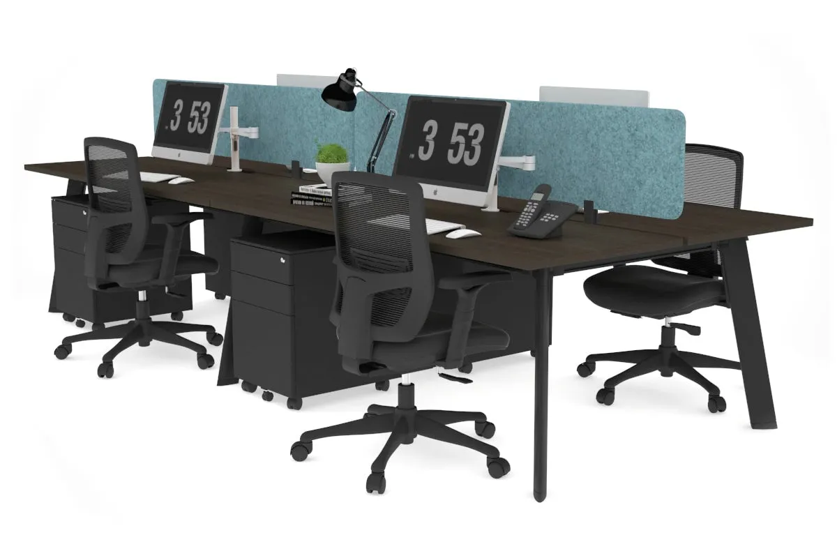 Switch - 4 Person Workstation Black Frame [1200L x 800W with Cable Scallop]