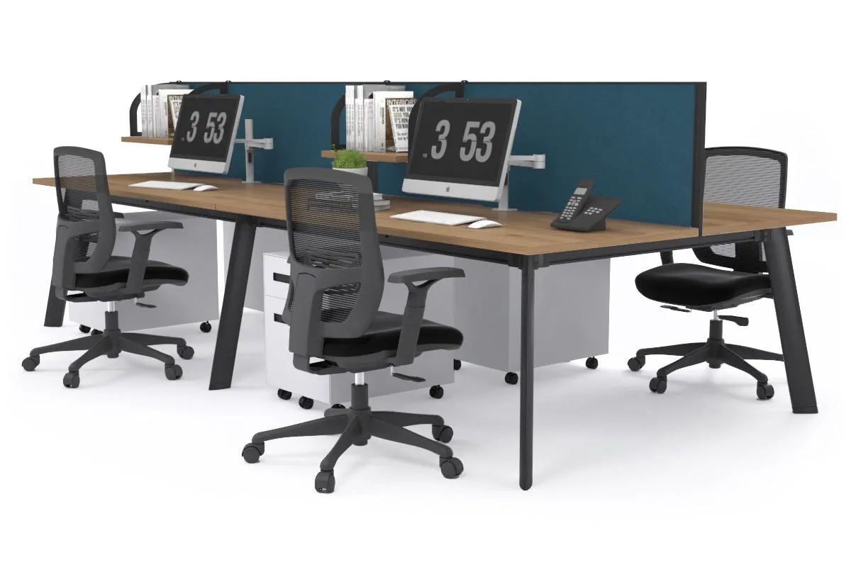 Switch - 4 Person Workstation Black Frame [1200L x 800W with Cable Scallop]