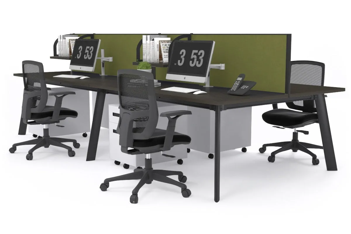 Switch - 4 Person Workstation Black Frame [1200L x 800W with Cable Scallop]