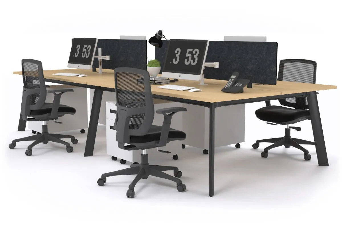 Switch - 4 Person Workstation Black Frame [1200L x 800W with Cable Scallop]
