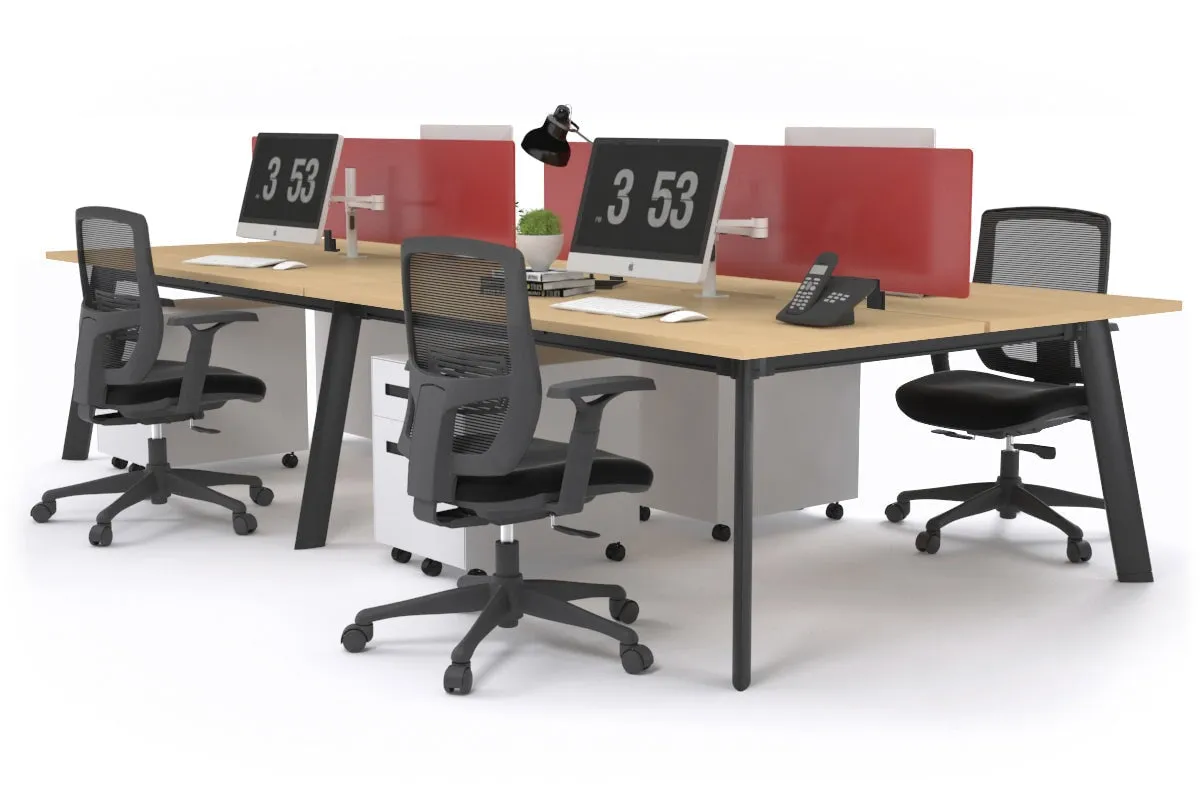 Switch - 4 Person Workstation Black Frame [1200L x 800W with Cable Scallop]